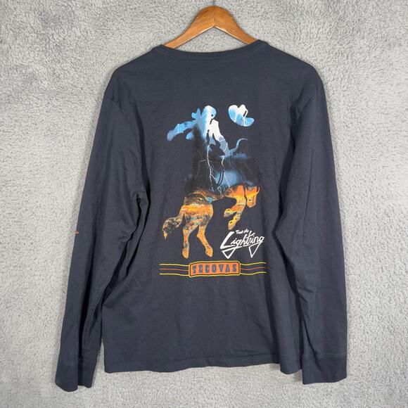 Tecovas Long Sleeve T Shirt Men's Large Fast As Lightning Western Black - Picture 1 of 8